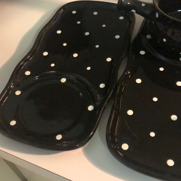 Brand New 2 Black & White Polka Dotted Soup Bowls - Picture 4 of 8